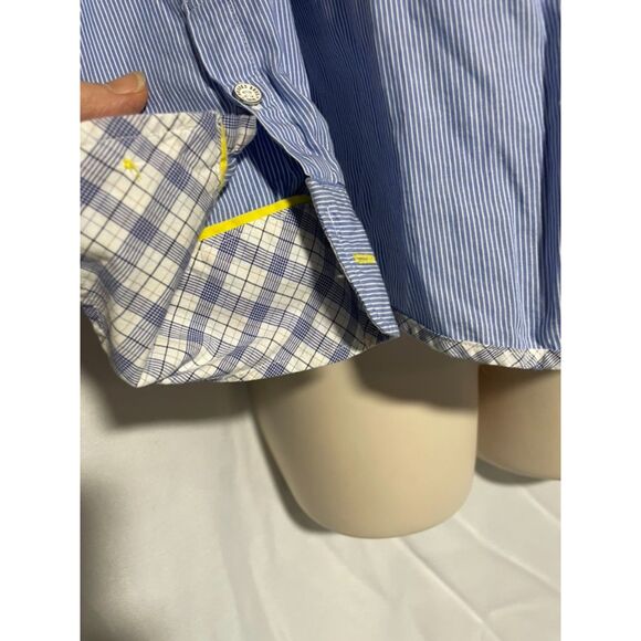 Brooks brothers ruffle front button down stripe and plaid  shirt size 2 - Picture 2 of 5